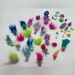 DreamWorks Trolls Mini Figure Lot Hasbro 2015 Fuzzbert Hair Trolls + Accessories
